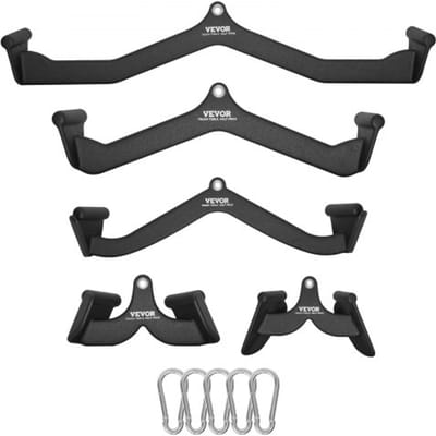 VEVOR Lat Pulldown-accessoires Roeitrainer met kabeltrekstang, T-stang, V-stang, 5-delig, Tricep Pulldown-stang, rubberen handgreep voor rugspierkrachttraining, biceps curl, tricep lat pulldown-stang, sportschool