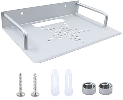 Wandhouder voor Router en Repeater - Zilveren Aluminium Opbergvak - Wandmontage - 23 x 16 cm
