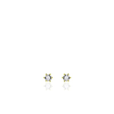 Jewels Inc. - Oorbellen - Oorstekers Solitaire gezet met Zirkonia - 3mmØ - Geelgoud Verguld Zilver 925