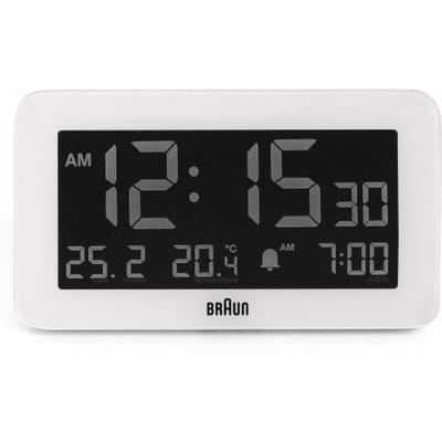 Braun BC10W - Wekker - Digitaal - Alarm - LCD - Backlight - Snooze - 12/24U - Datumaanduiding - Temperatuuraanduiding - Wit