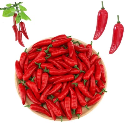 Dailygoody - Kunstchili - Decoratie voor de keuken - Rood - Chili-slinger - Hangende foto - Geschikt voor bruiloft - 60 stuks