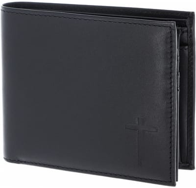oxmox Leren portemonnee Leather RFID Protect Querscheinbörse Freedom Cross Embossed Black zwart