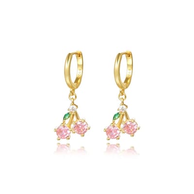 Kers Oorbellen Set met Zirkonia Stenen - 18K Verguld Dames Oorbellen - 925 Sterling Zilver - Dames Sieraden