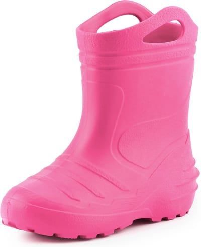 Ladeheid LA-KL-051 Kinder Regenlaarzen - Rubber - met Binnenschoen en Grepen - Waterdicht - EVA - Wasbare Binnenschoen – Lichtroze – 25