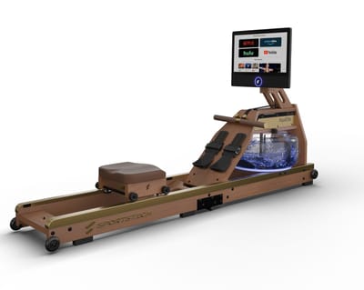 Sportstech AquaElite_WN roeitrainer met water voor thuis, inklapbaar, LED-watertank, 21,5“ display met app, 360° draaibaar