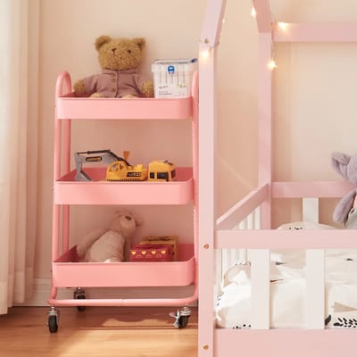 Keukentrolley Pyhäntä met 3 manden 78,5x46x35 cm roze [en.casa]