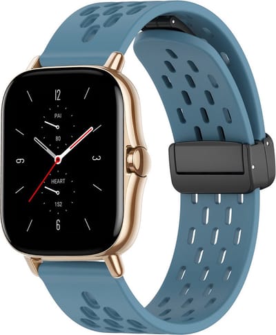 Siliconen bandje - geschikt voor Amazfit GTS / GTS 2(E) / GTS 2 Mini / GTS 3 / 4 (Mini) / Bip (S) / Bip U (Pro) / Bip Lite / Bip 3 (Pro) / GTR 42 mm / Pop (Pro) / Active (2) - blauw