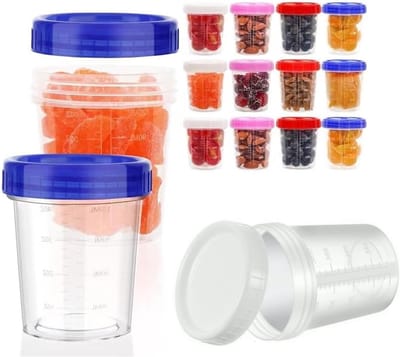 12 Stuks Voedselopslagdozen met Deksel, Kleine Plastic Vriesdozen voor Maaltijdprep, 120ml, Mini Opbergdozen met Meetlat voor Sauzen en Specerijen