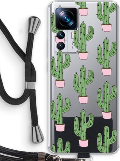 Case Company® - Hoesje met koord geschikt voor Xiaomi 12T hoesje met Koord - Cactus Lover - Telefoonhoesje met Zwart Koord - Bescherming aan alle Kanten en Over de Schermrand