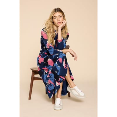 White Stuff Ada Jersey Shirt Dress Navy Multi Maat: 10 REGULAR | Blousejurken Outlet | Dames | Blauw
