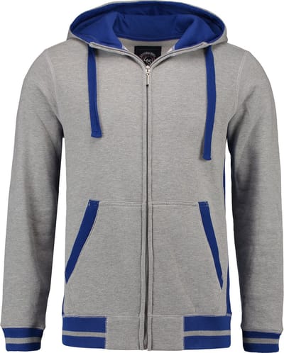 Lemon & Soda Heavysweat vest met capuchon voor heren grijs / royal blue - S