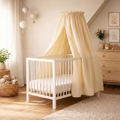 Dailygoods- Bedhemel met gemonteerde hemelstang - Klamboe - Baldakijn voor babybed - Kinderkamer decoratie - Mousseline stof - 130 cm