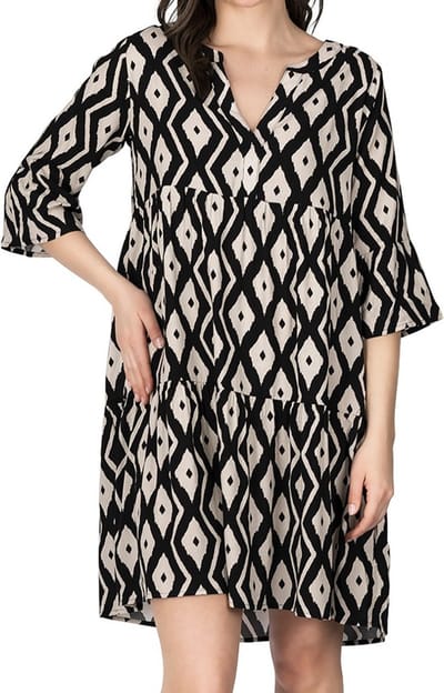DENIMFY Dames Jurk DFFrida regular fit Zwart S/M V Hals Volwassenen Zomerjurk