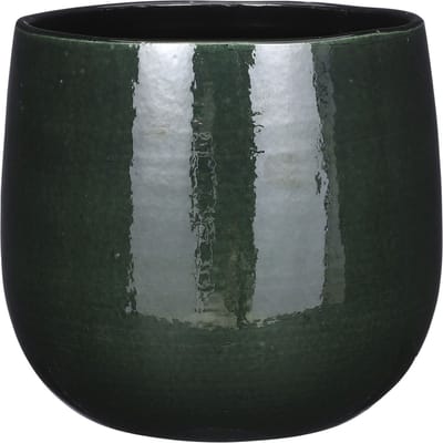 Mica Decorations Plantenpot - keramiek - donkergroen glans/spotted- D24xH22 cm - bloempot