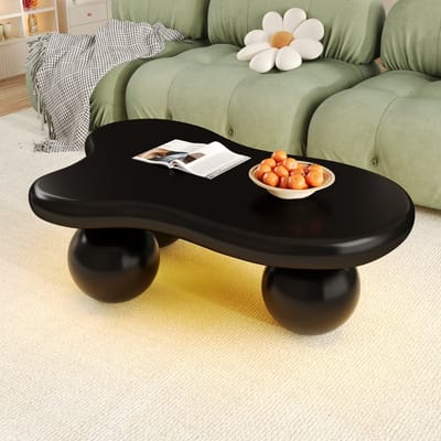 MODENUIT Salontafel - Wolkvorm Met LED-Verlichting - Voor Woonkamer En Kinderkamer - MDF Zwart - 95x62,5x32 Cm