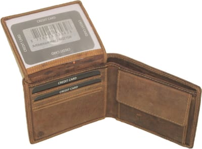 OI leren Hunter bruine billfold laag model / zeer platte heren portemonnee voor veel pasjes / dunne beurs voor 10 pasjes / RFID SAFE / leder / bruin leer / 215H