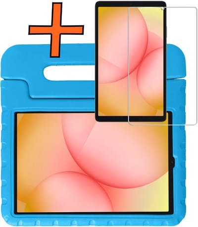Hoesje - Geschikt voor Samsung Galaxy Tab A11 - Met Screenprotector - Kinderhoes Shockproof Bumper - Kidsproof Case - Tablet Hoes - Kinder Hoes Cover - Blauw