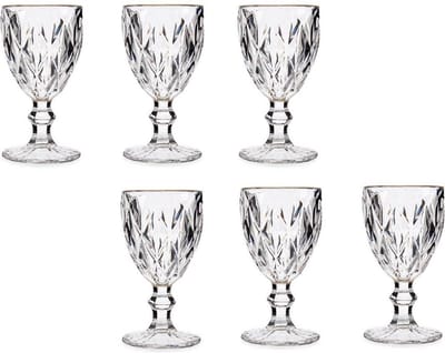Vivalto Wijnglazen - 6x - kristal look - gouden rand - 254 ml