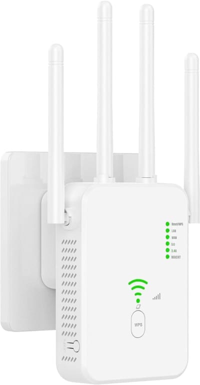 RVV® Wifi Versterker Stopcontact - Wifi Versterker - 1200 Mbit/s - 4 Antennes, wit, ‎15cm x 12cm x 8cm