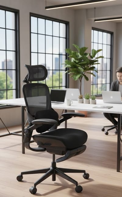 Luna E80 Ergonomische Bureaustoel voor Vrouwen – Mesh Achterkant, 3D Lendensteun, 4D Hoofdsteun, Voetsteun, Verstelbare Armleuningen, 135° Achterover Leunen – Comfort voor Werk, Studie en Gaming Bellaverowonen