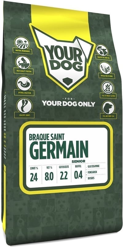 Hondenvoer Yourdog - Braque Saint Germain Senior 3kg - Rijk aan Buffel en Kip, Glucosamine, Vrij van Kunstmatige Toevoegingen