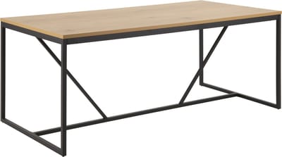 Eettafel Naya 180 x 90 cm – Wild Eiken Look – Zwart Metalen Onderstel – 6-8 Personen