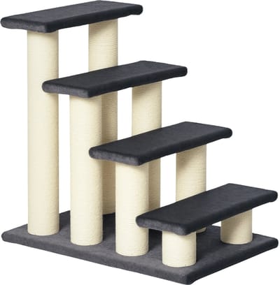 4-Traps Hondentrap 59 cm – Huisdieren Trap/Ramp voor Katten & Honden – Grijs