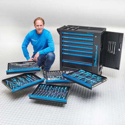 Datona® Gereedschapswagen 'Black-Line' 7 laden + 171-delige gereedschapsset - Zwart