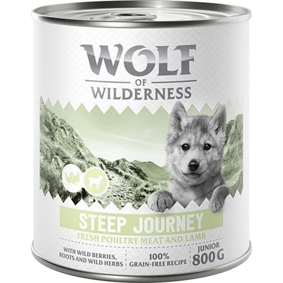 Wolf of Wilderness Junior “Expedition” 6 x 800 g - Steep Journey - Gevogelte met lam