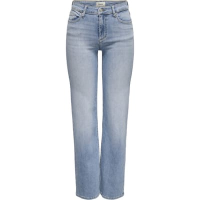 Only blauwe dames jeans   Blush   Regular waist   Stonewash wassing   Straight fit   5-Pocket zakken   Knoop- en ritssluiting   Regular waist Blauw