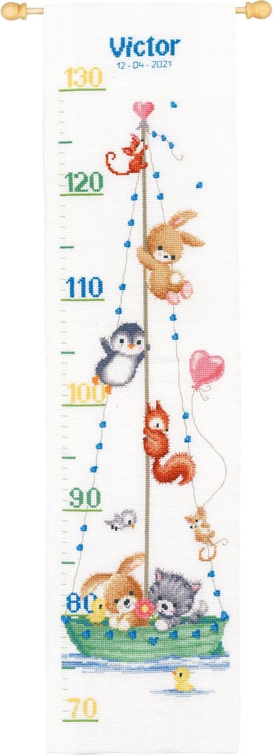 Vervaco - Telpakket kit - Geboorte - Groeimeter - Ons grootste avontuur - PN-0190093 - Borduren - Borduurpakket - Borduurpakket geboorte - Borduurpakket volwassenen