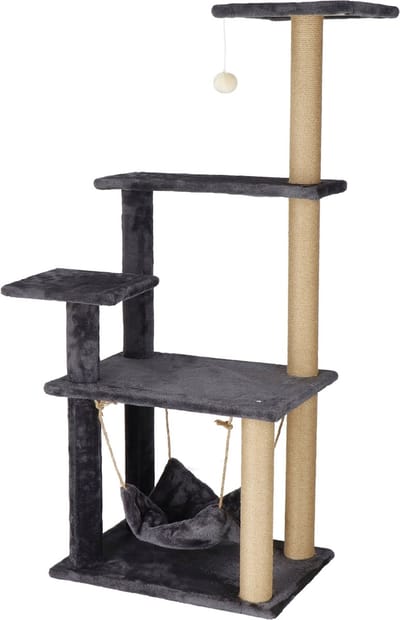 Springos Krabpaal - 6 Etages - Voor Katten - Toren - Meubelbescherming - 52 x 37 x 121 cm - Grijs