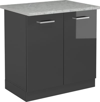Vicco R-Line Wastafelkast – 80 cm WB Marmer Antraciet Hoogglans