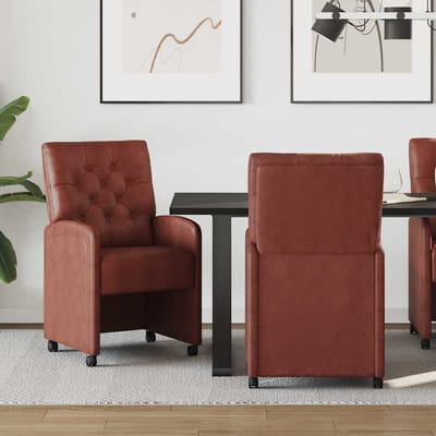 vidaXL Eetkamerstoelen met wielen 2 pcs Glanzend bruin 58 x 67 x 97 cm
