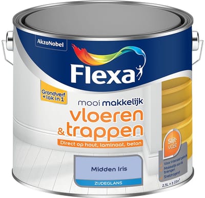 Flexa - Mooi Makkelijk Vloeren & Trappen Zijdeglans - Midden Iris - Mengverf - 2,5 L