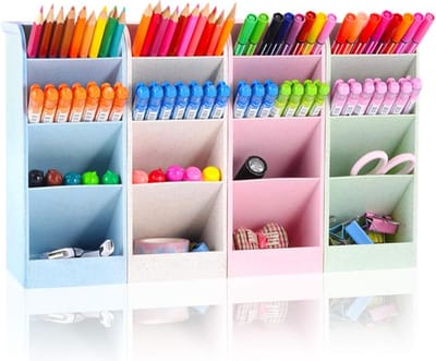 Bureau Organizer Desktop Briefpapier Pennenhouder Doos, Multifunctionele Bureau Organizer Make-up Briefpapier Markeerstift Potlood Borstel Opbergdoos voor Thuiskantoor Schoolbenodigdheden, L