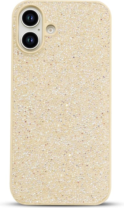 Casemania Hoesje Geschikt voor Apple iPhone 16 - Goud - Diamant Glitter Back Cover