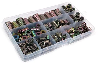 Allecto - 130 stks Hex Socket Inschroefmoeren - Zinklegering Inserts - Perfect voor Houten Meubels - M4/M5/M6/M8/M10 - Assortiment Tool Kit - Gesch...