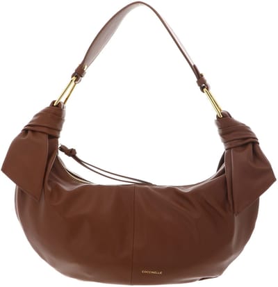 COCCINELLE Leren handtas schoudertas Furoshiki Handbag puffy Smooth Leather Cognac bruine