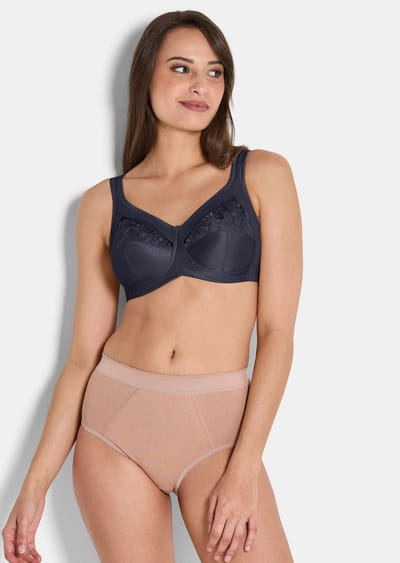 Beha zonder beugels, met bloemenborduursel - donkerblauw - Gr. 100 B van Goldner Fashion