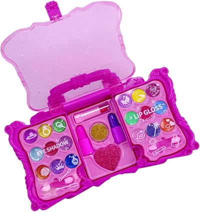 Kinder Make-up Set - Verkleed Cosmetica - Feestjes en Spel - Echt Afwasbaar - 19x19x7 cm - Paars