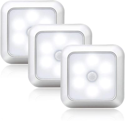 longziming LED Nachtlampjes Set - Bewegingssensor - 3 Stuks – Bewegings- en Lichtsensor - Koel wit - Voor Kast, Plank en Trap - Gemakkelijk te Installeren