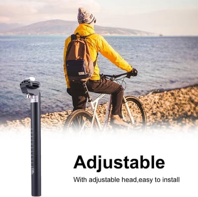 Fietszadelpen van aluminium 27,2 mm, 30 cm, zwart - ideaal voor mountainbikes en racefietsen.