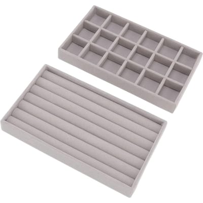 Sieraden Opbergdoos Diverse Vakjes Ruimtebesparend Velours Stof Sieraden Selectie Display Opbergdoos voor Meisjes gray