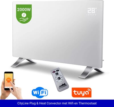 Cityline Elektrische Convector - Kachel - 1000 / 2000 Watt - WiFi & App - Wit