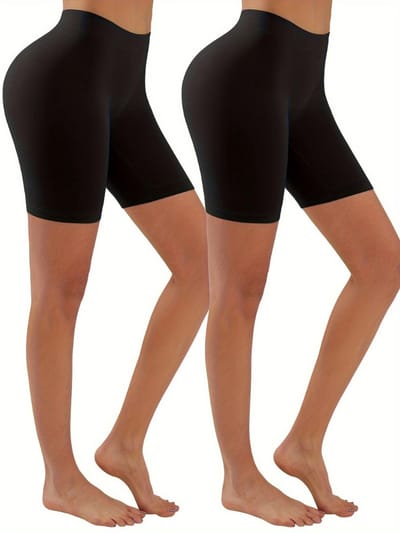 Livano Biker Short Dames - Korte Legging - Lange Onderbroek - Bikershort - Met Pijpjes - 2 Pcs - Zwart - Maat XL