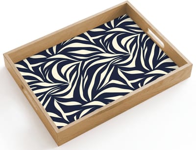 Dienblad hout 40x30 cm - Schootdienblad - Bladvormen - Blauw - Patroon - Wit - Borrelplank rechthoek - Plateau dienbladen