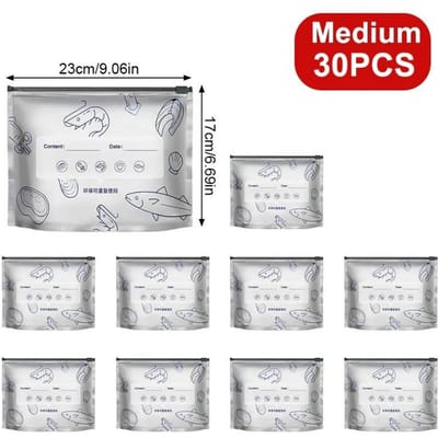 10 stuks/set Aluminiumfolie Vershoudzak Afsluitbaar Antibacteriële Koelkast Voedsel Invriezen Bewaartas Ritssluiting M  (23*17cm) 30PCS