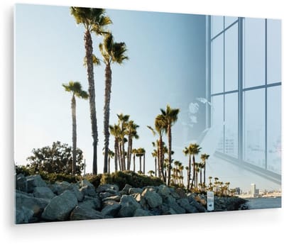 ® Glasschilderij 180x120 cm - Schilderij acrylglas - Palmbomen - Lucht - San Diego - Foto op glas - Muurdecoratie woonkamer - Wanddecoratie slaapkamer - Schilderijen