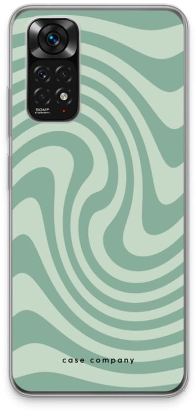 Case Company® - Hoesje geschikt voor Xiaomi Redmi Note 11 hoesje - Swirl Groen - Soft Cover Telefoonhoesje - Bescherming aan alle Kanten en Schermrand
